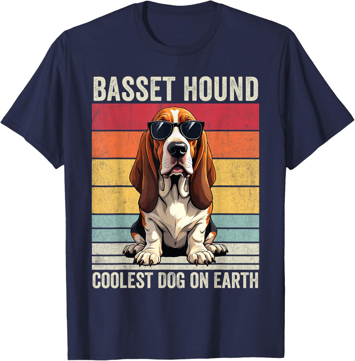 Basset Hound Coolest Dog On Earth T-Shirt Tee For Dog Lovers - Navy Blue