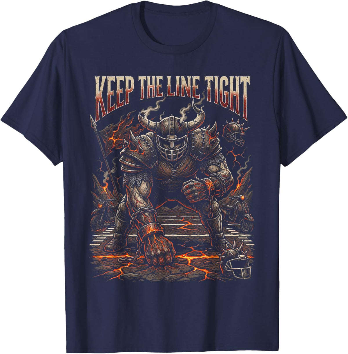 Keep The Line Tight Gridiron Footballl Player USA T-Shirt - Navy Blue