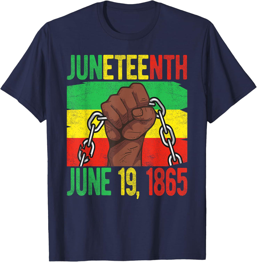 Juneteenth June 19th 1865 Juneteenth Black Freedom Day Flag T-Shirt - Navy Blue