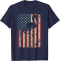 flamingo 4th of july vintage american flag funny Patriotic Women Kids Men T-Shirt - Navy Blue
