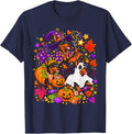 Doberman Pinscher Halloween Dogs Witch Ghost Pumpkin T-Shirt - Navy Blue