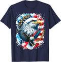 God Bless America Patriotic American Bald Eagles Tee T-Shirt - Navy Blue