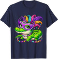 Mardigator Mardi Gras Alligator Costume Men Women Mardi Gras T-Shirt - Navy Blue