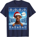Red and Rust Doberman Pinscher Dog T-Shirt - Navy Blue