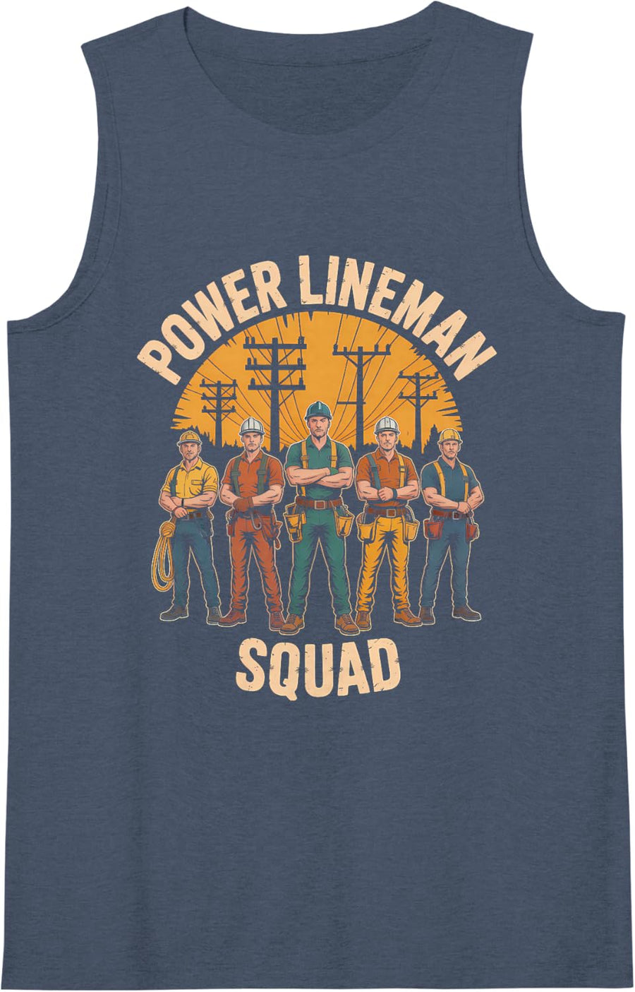 Women's Power Lineman Squad Electrical Utility Crew Sleeveless Tank Top - Navy Blue