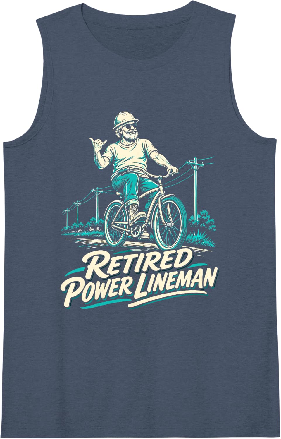 Women's Retired Power Lineman Sleeveless Tank Top - Navy Blue