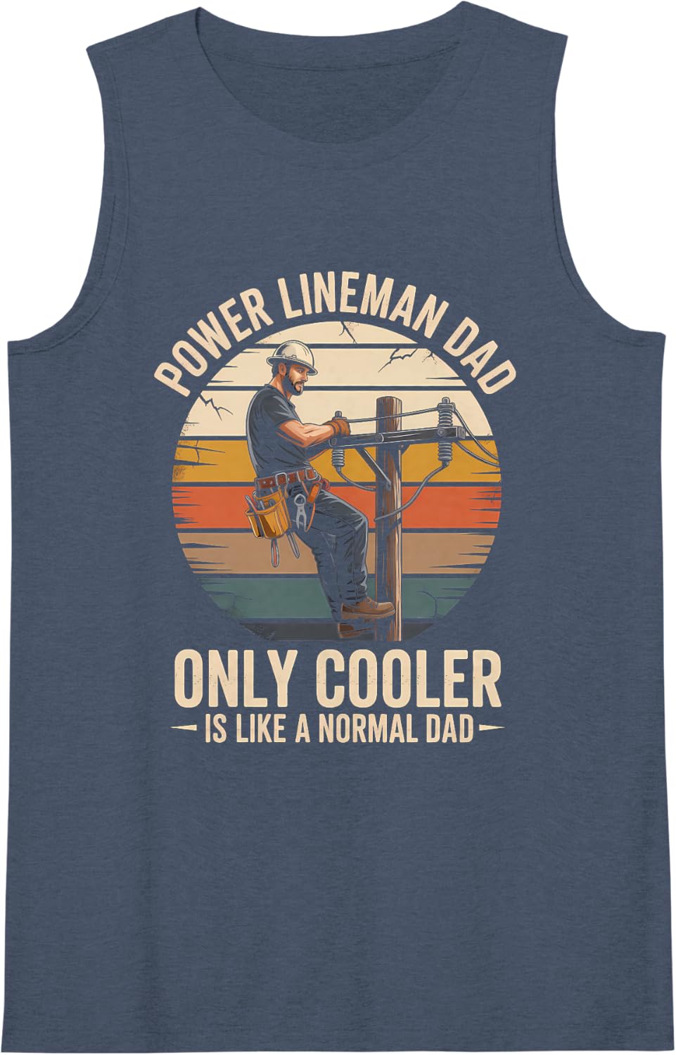 Women's Only Cooler is Like A Normal Dad Power Lineman Sleeveless Tank Top - Navy Blue