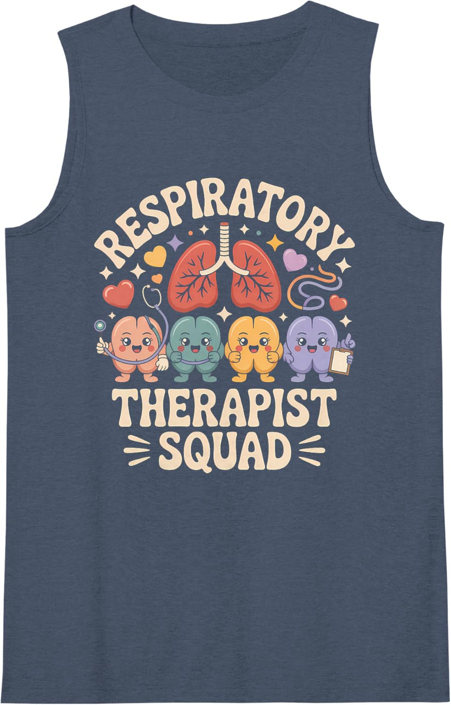 Women's Respiratory Therapist Squad Lung Care Medical Team Sleeveless Tank Top - Navy Blue