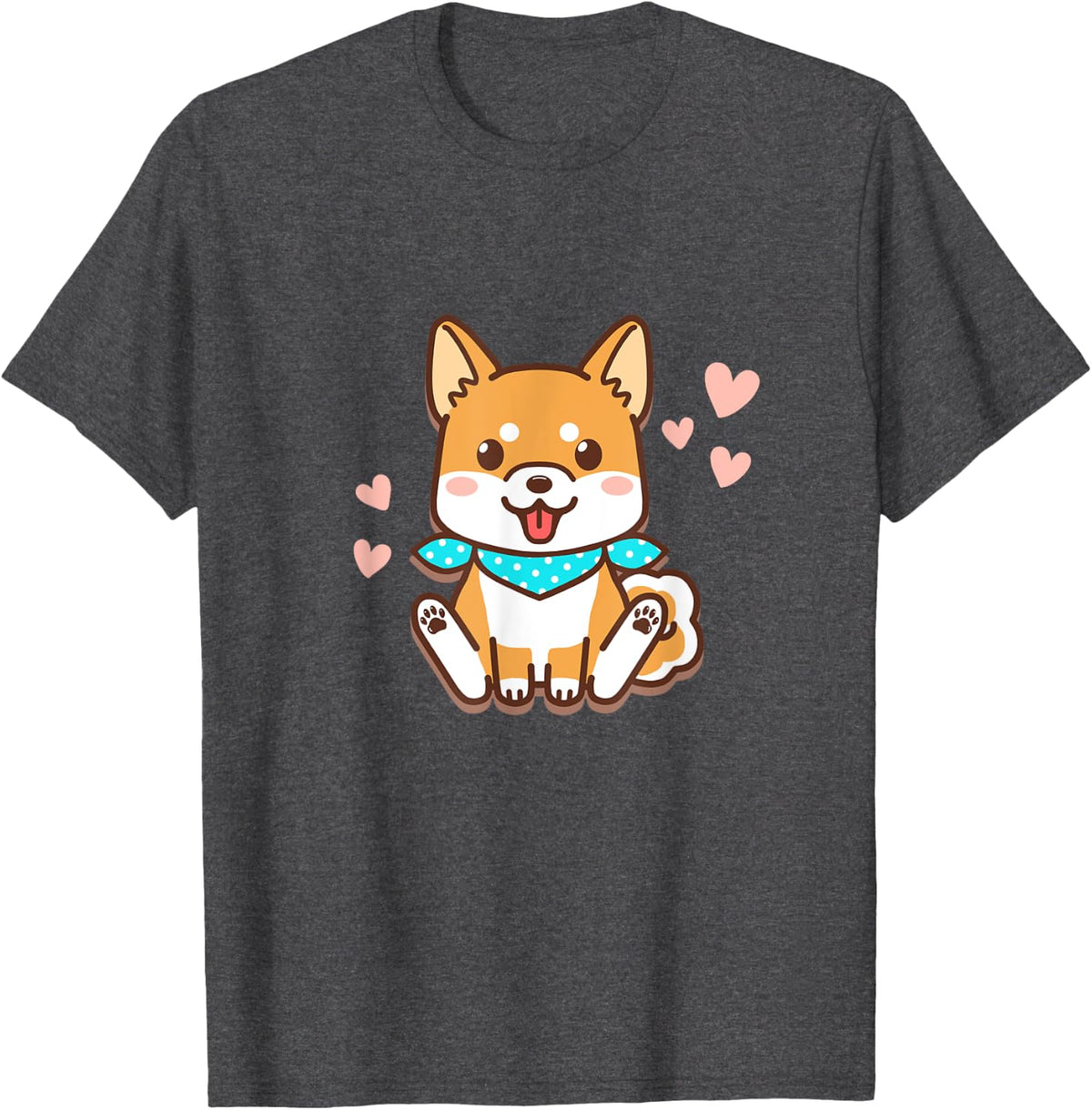 Cute Shiba Inu Shirt Kawaii Japanese Dog Tee - Dark Heather Grey