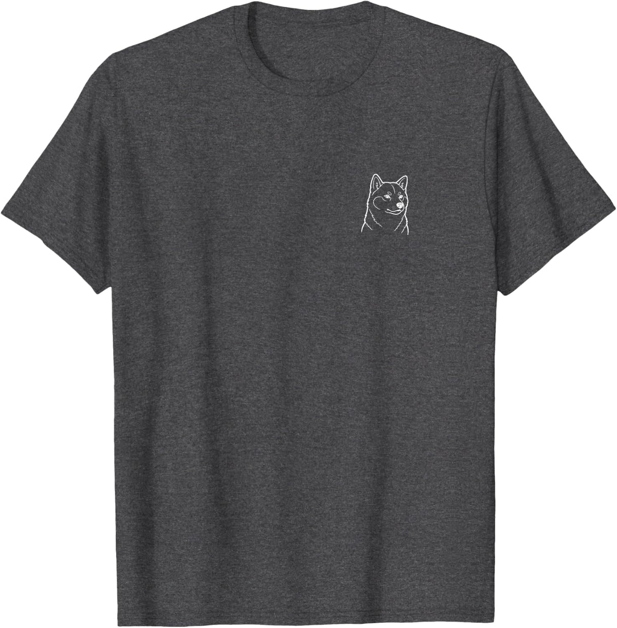 Shiba Inu Dog Lover Cute Minimalist Doodle Pocket T-Shirt - Dark Heather Grey