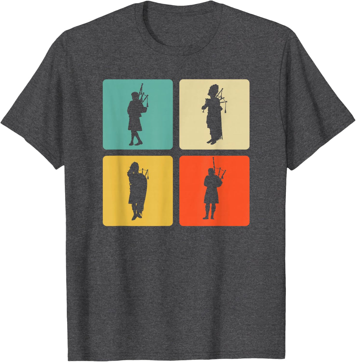 Bagpiper Retro Bagpipe Silhouette for Bagpipe Player T-Shirt - Dark Heather Grey