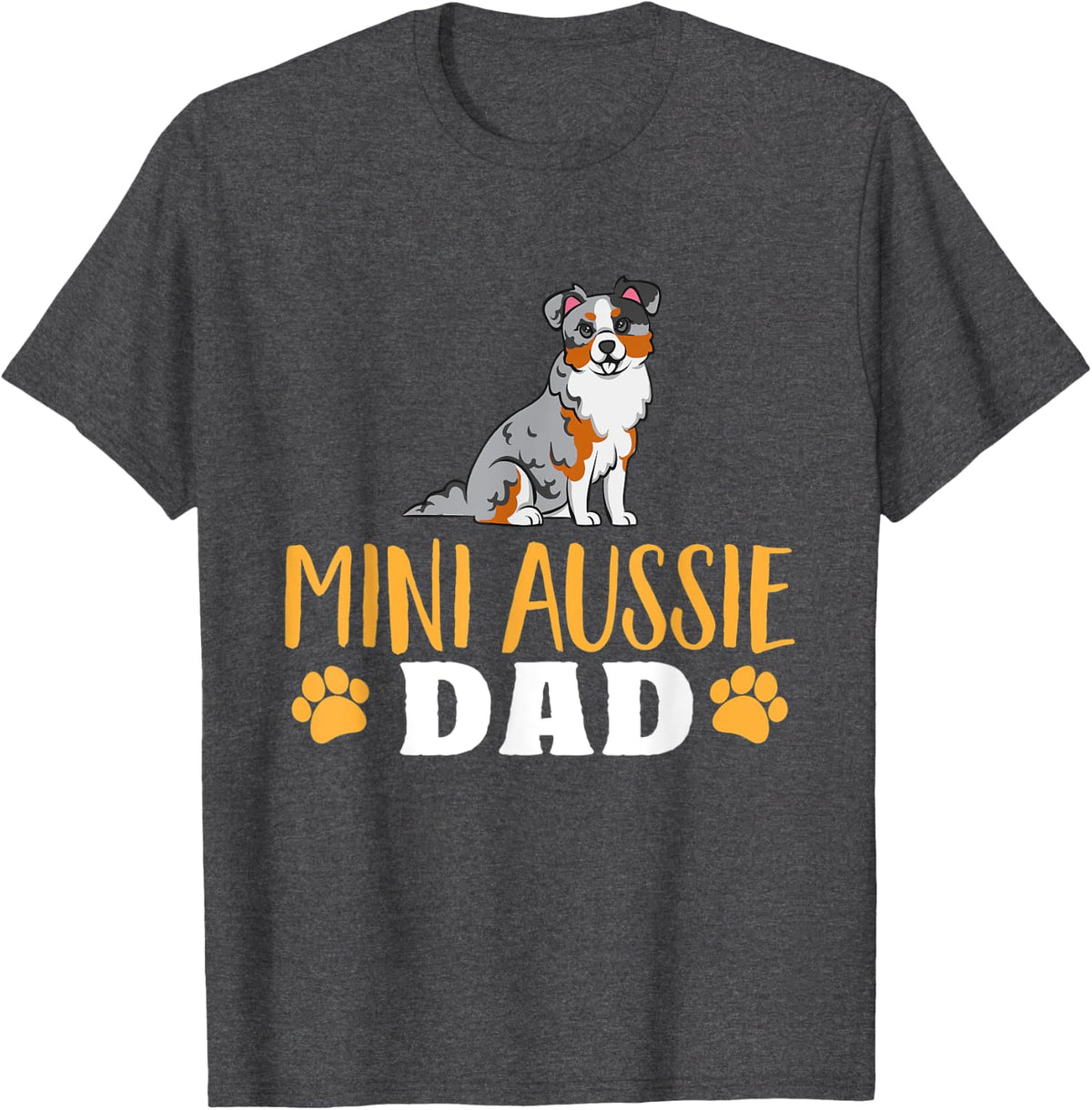 Mens Mini Aussie Dad Miniature Australian Shepherd T-Shirt - Dark Heather Grey