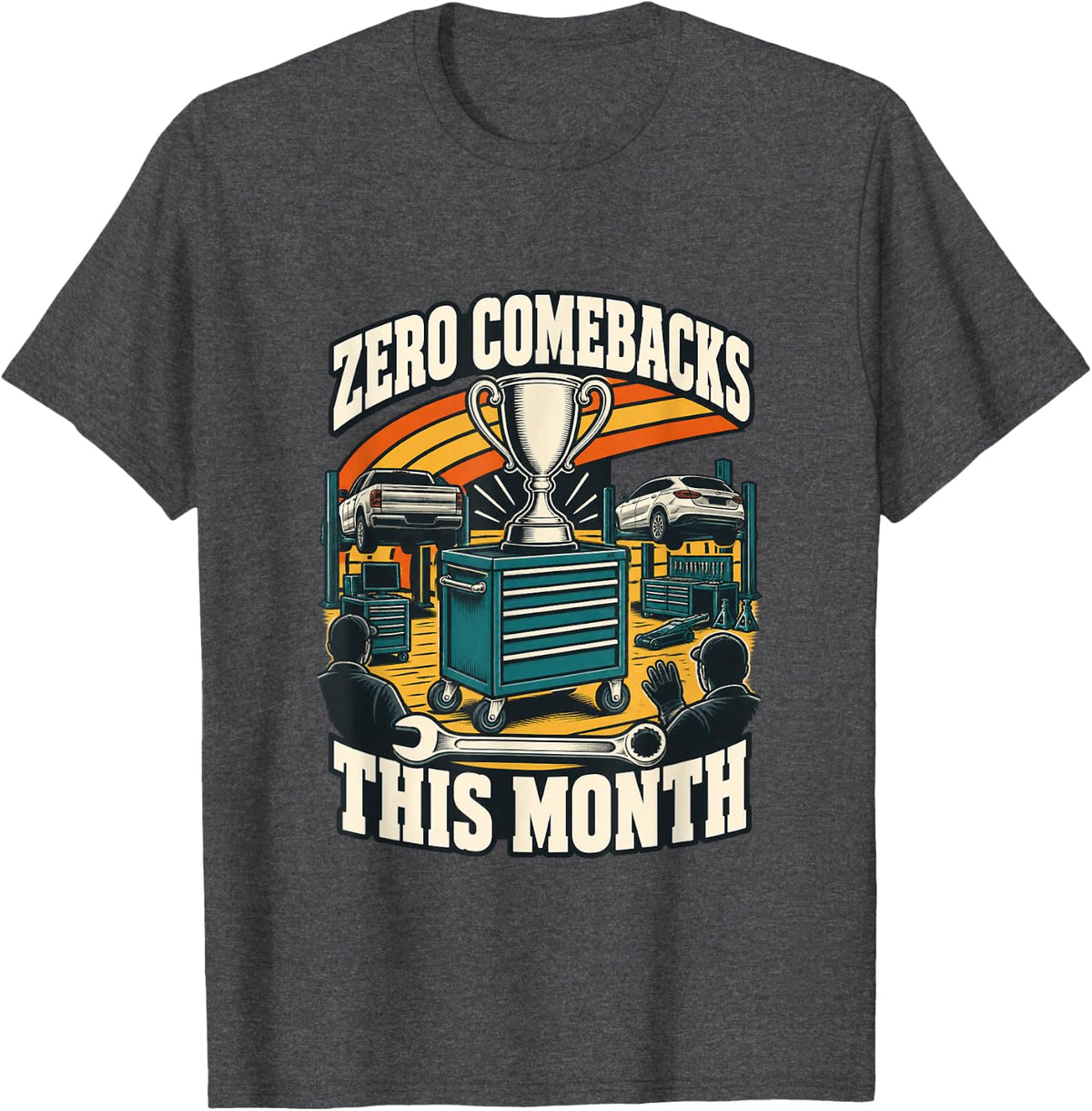 Auto Mechanic Workshop Trophy and Repair Pride T-Shirt - Dark Heather Grey