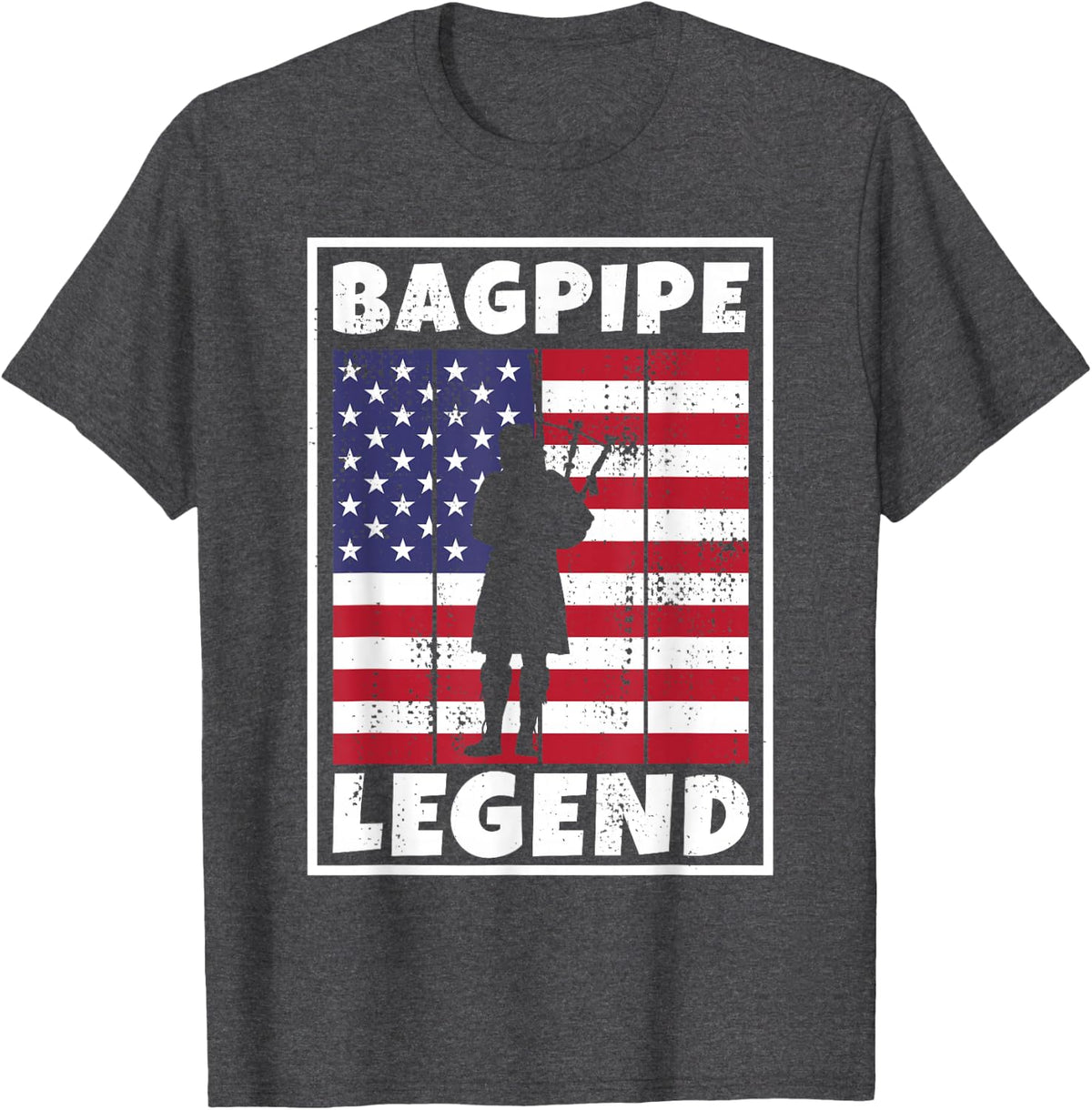 Bagpiper USA Bagpipe Legend American Bagpipe Player T-Shirt - Dark Heather Grey