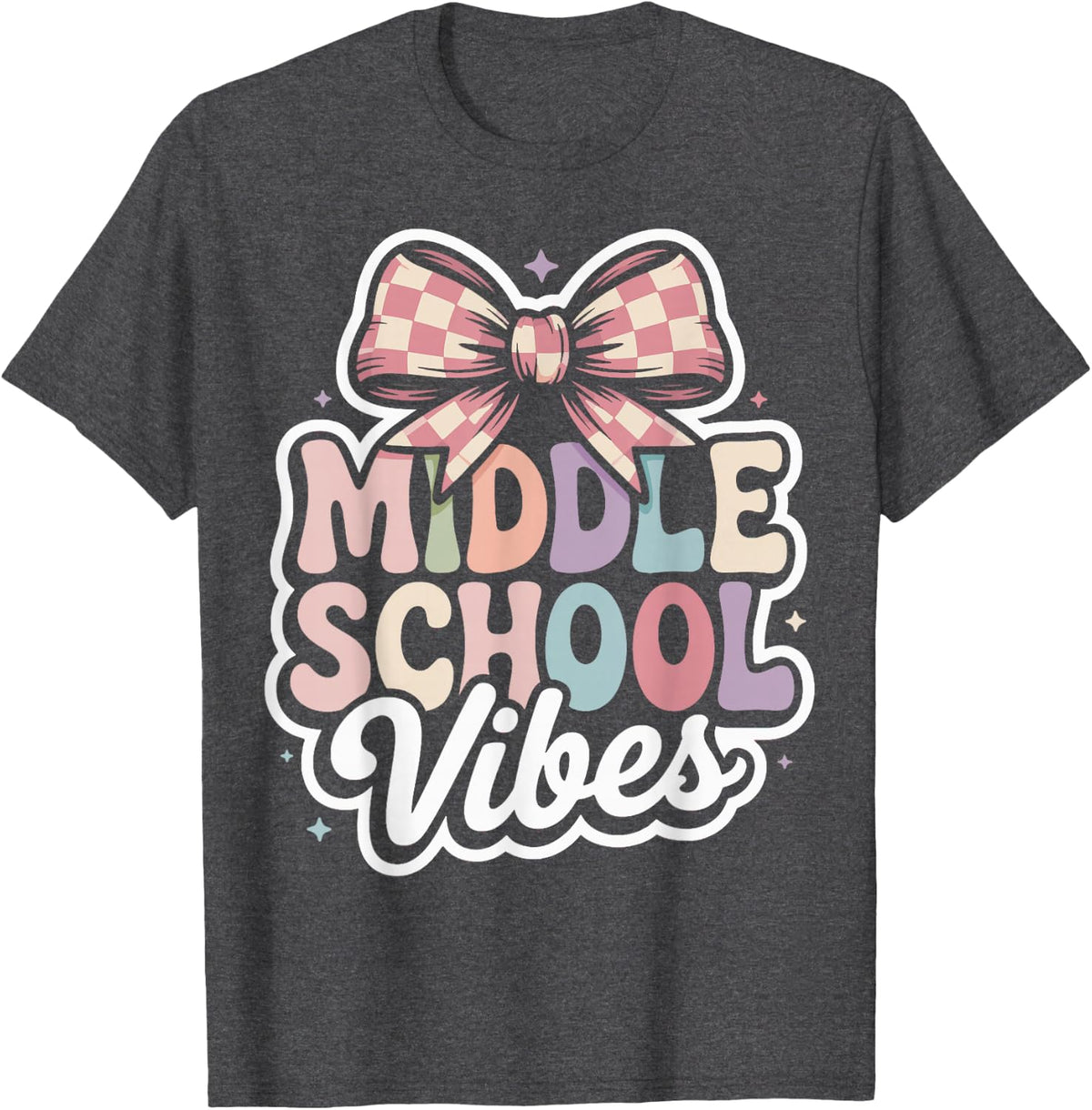 Middle School Vibes Back-to-School for Students Teachers T-Shirt - Dark Heather Grey