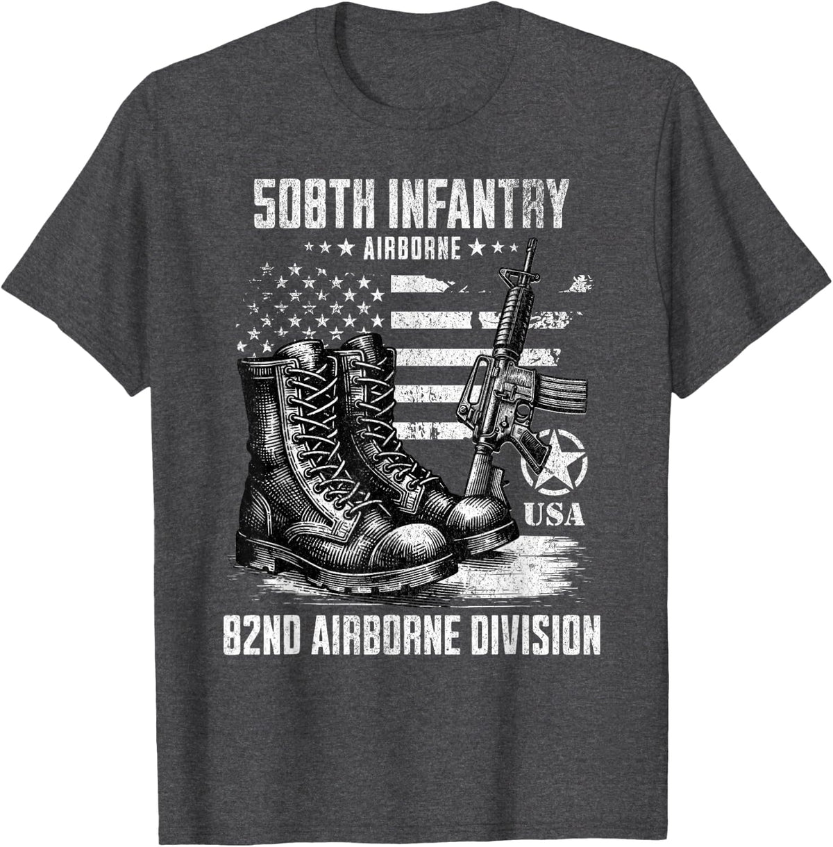 508th Infantry Regiment 82nd Airborne Division Veteran T-Shirt - Dark Heather Grey