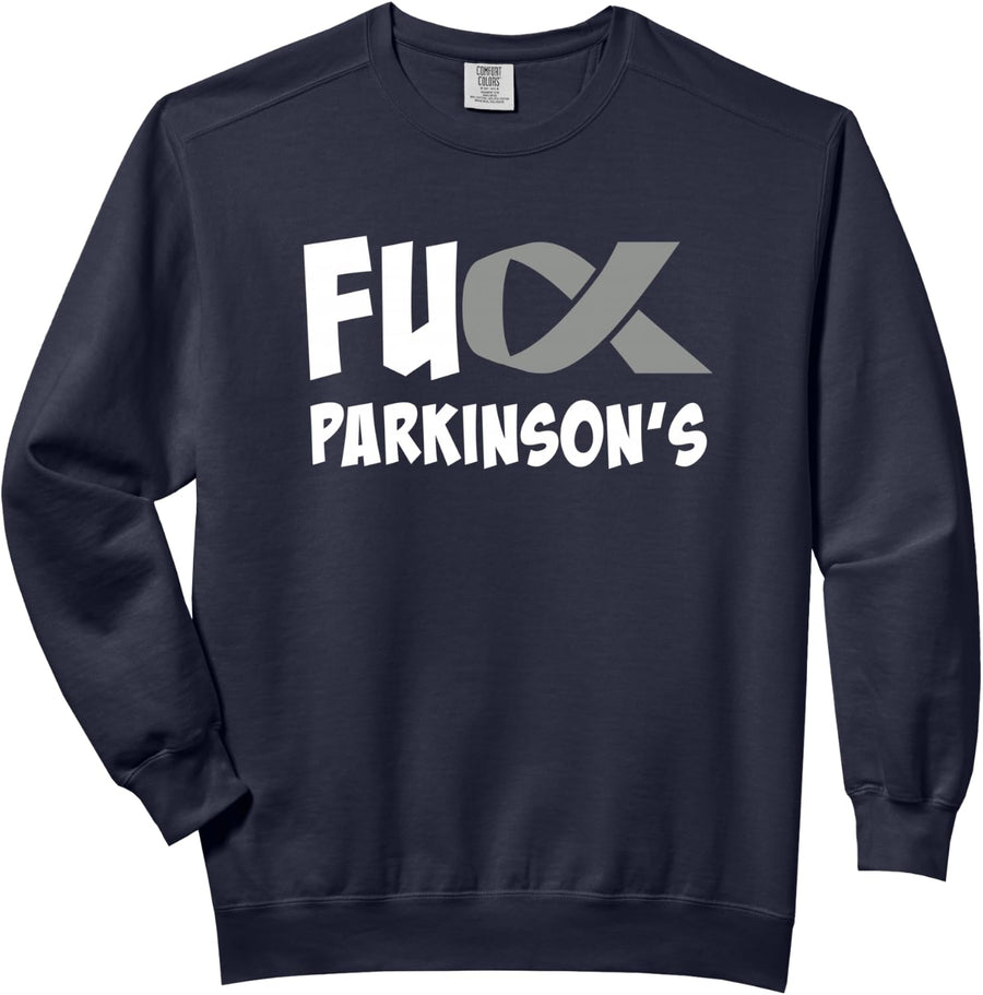 Parkinson's Disease Awareness Month Fuck Parkinson's Comfort Colors Adult Sweatshirt - Adult Unisex Navy