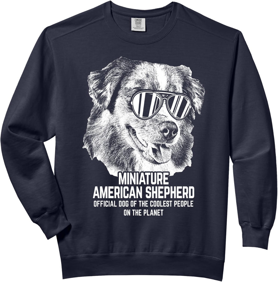 Mini American Shepherd Official Dog of the Coolest Shirt Comfort Colors Adult Sweatshirt - Adult Unisex Navy