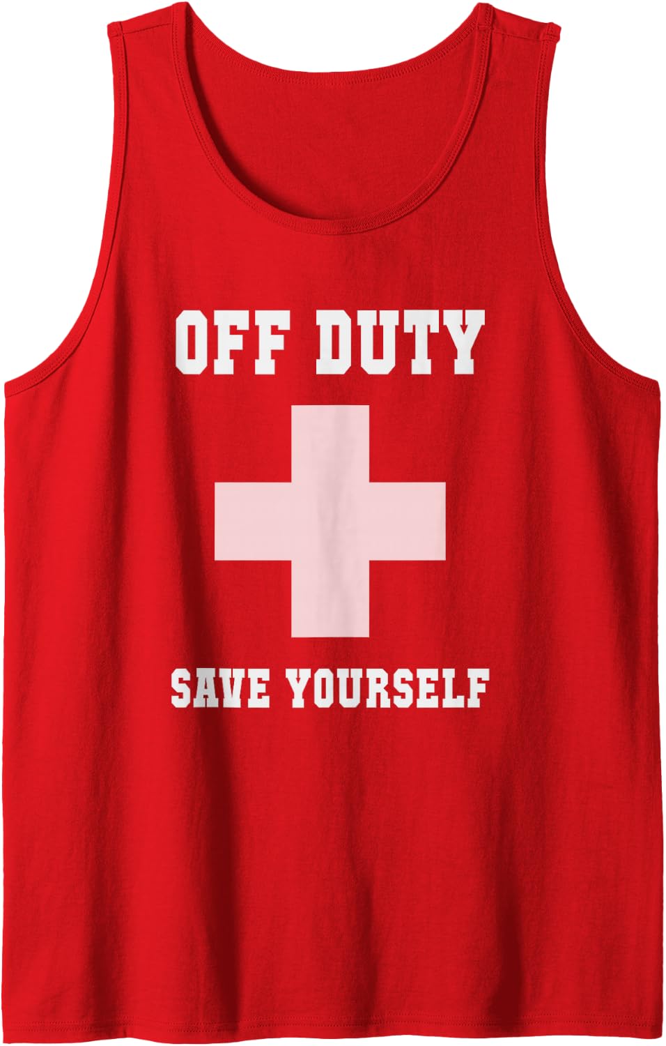 Funny OFF DUTY SAVE YOURSELF Besties Lifeguards Cruise Swim Tank Top - Red