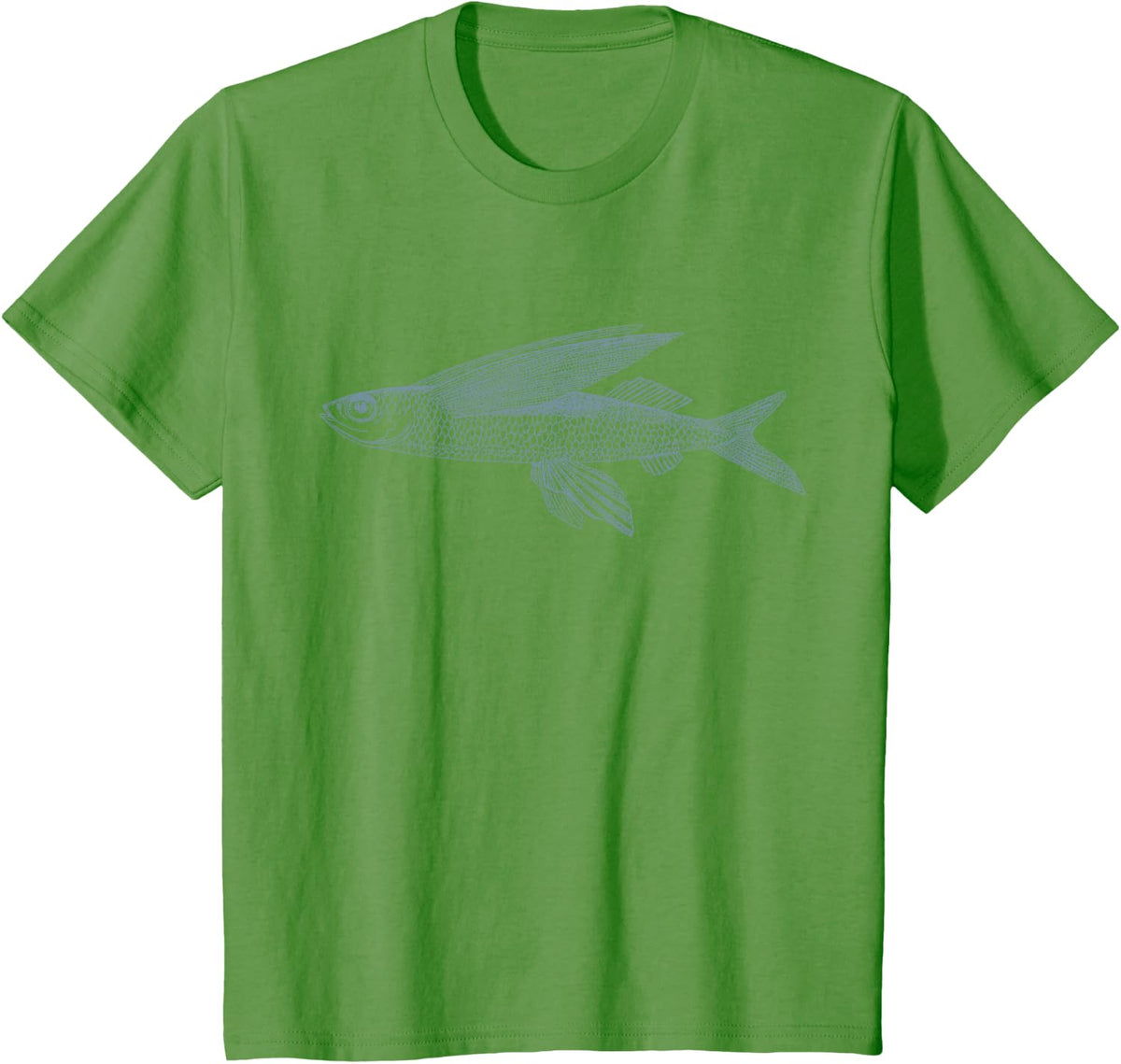Simple Flying-Fish Blue Graphic T-Shirt - Grass Green