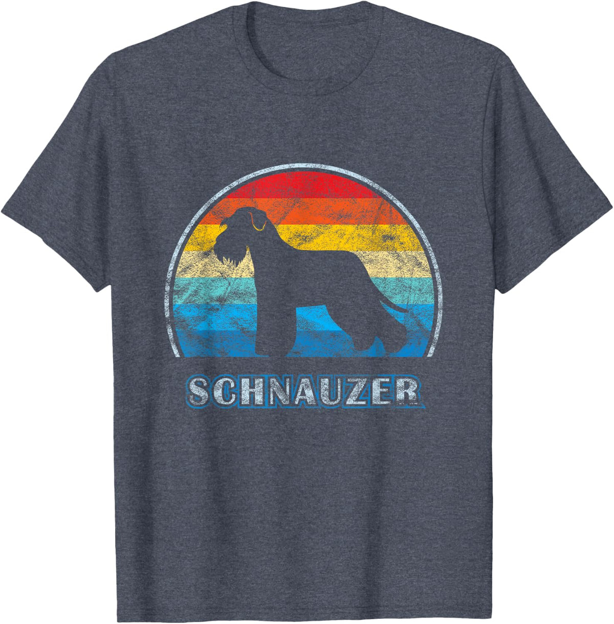 Schnauzer Vintage Design Dog T-Shirt - Heather Blue