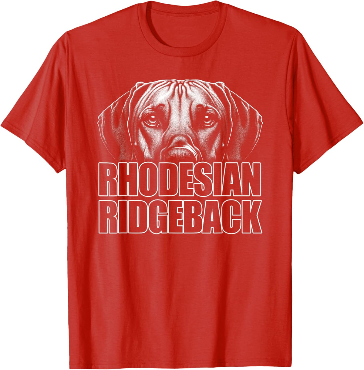 Fashionable Rhodesian Ridgeback Design with Stylish Text T-Shirt - Red