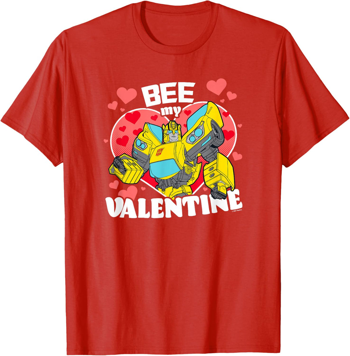Transformers Valentine's Day Bumblebee Valentine Hearts T-Shirt - Red