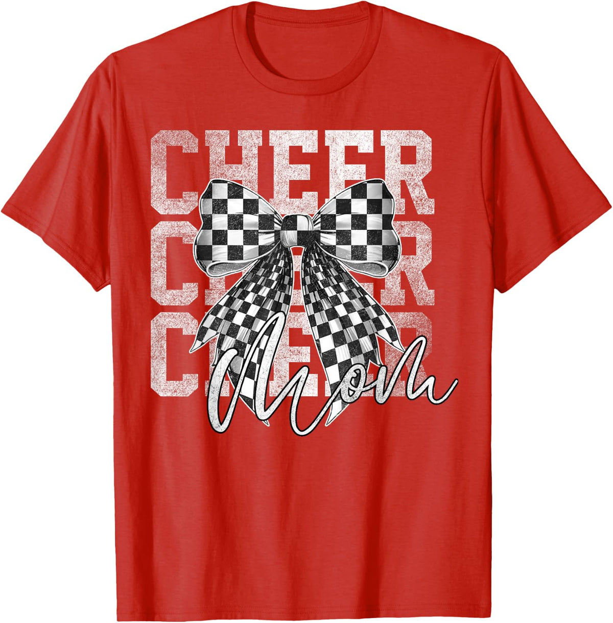 Cheer Mom Mama Coquette Bow Cheerleader Cheerleading Mom T-Shirt - Red