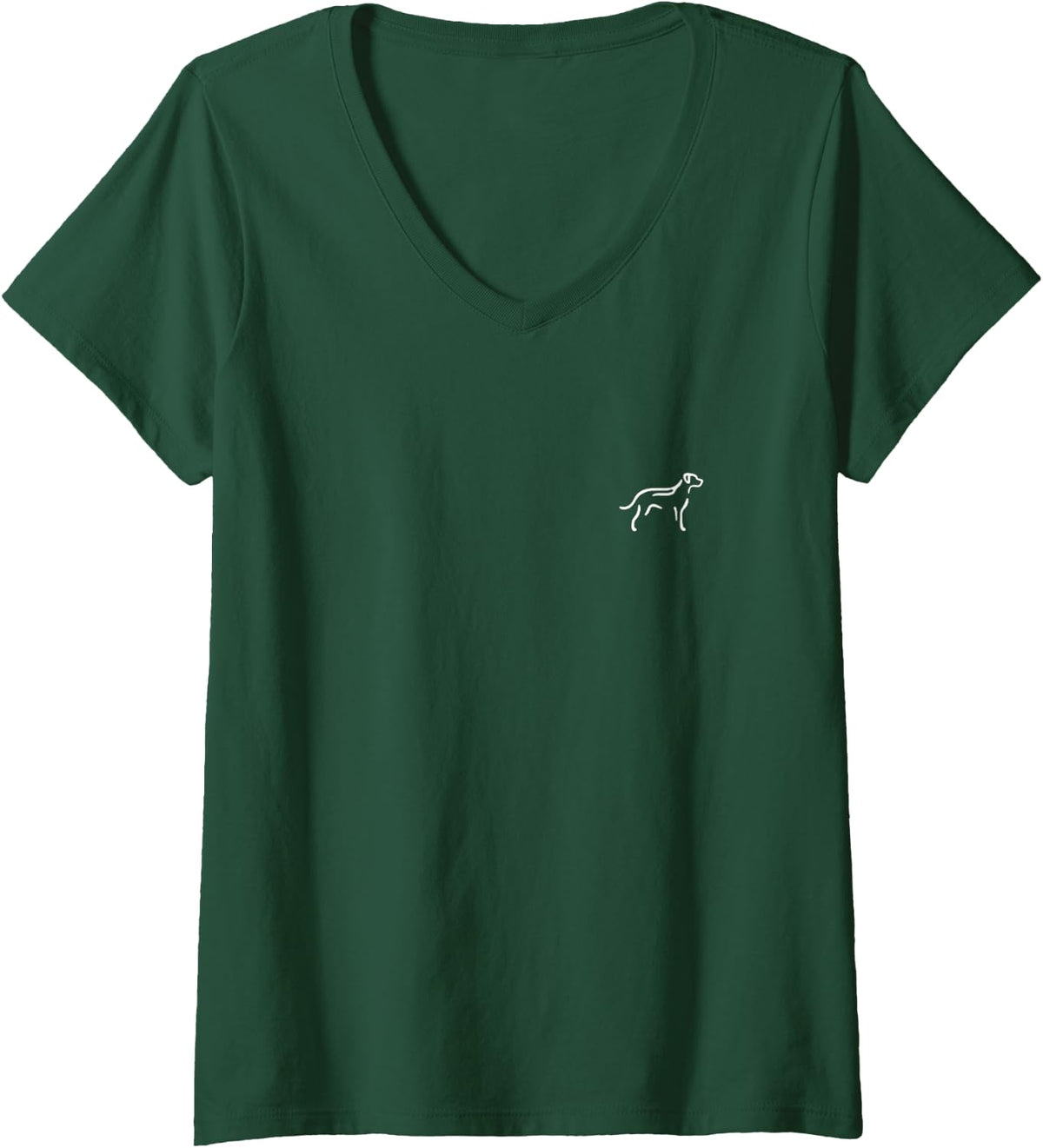 Women's Simple Minimalist Badge Patch Line Art Rhodesian Ridgeback V-Neck T-Shirt - Dark Green