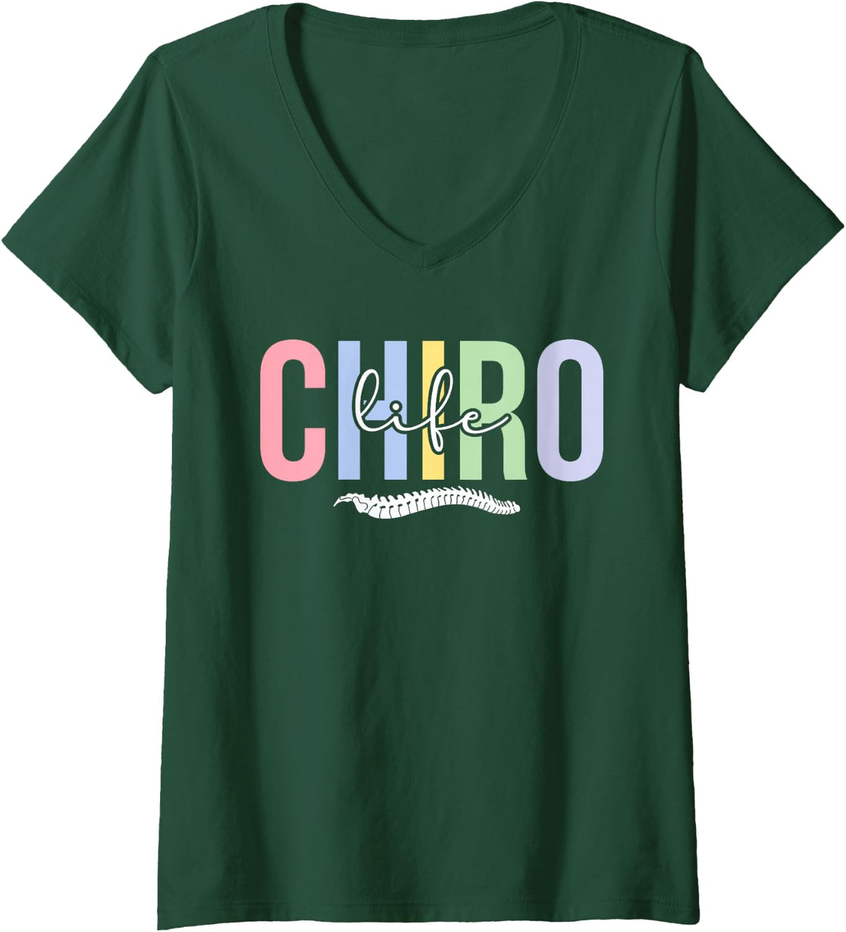 Women's Chiro Life Chiropractor Chiropractic Boho Chiropractor V-Neck T-Shirt - Dark Green