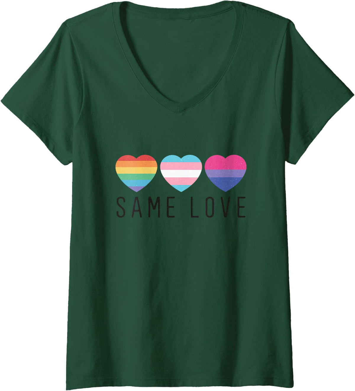 Women's LGBT Pride Month Same Love V-Neck T-Shirt - Dark Green
