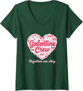 Women's Valentines Day Galentine's Gang Heart Valentine Women Girls V-Neck T-Shirt - Dark Green