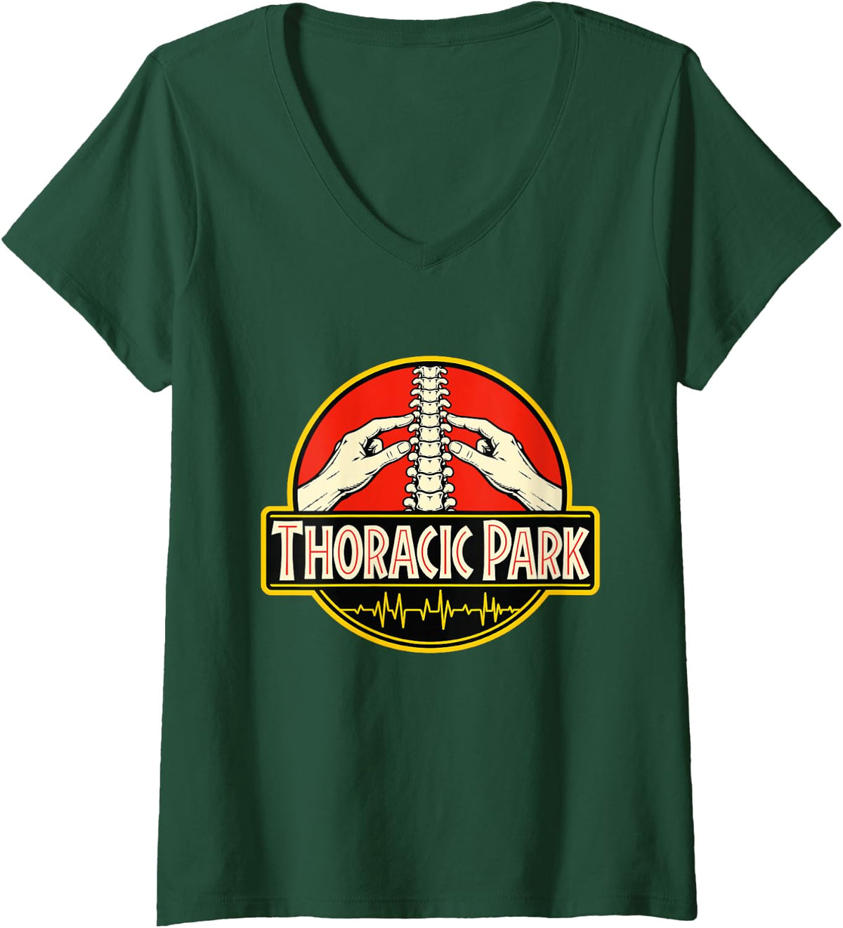 Women's Thoracic Park - Chiropractor Humor Chiro Student V-Neck T-Shirt - Dark Green