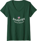 Women's Daughter American Revolution USA star patriotic mom sis gran V-Neck T-Shirt - Dark Green