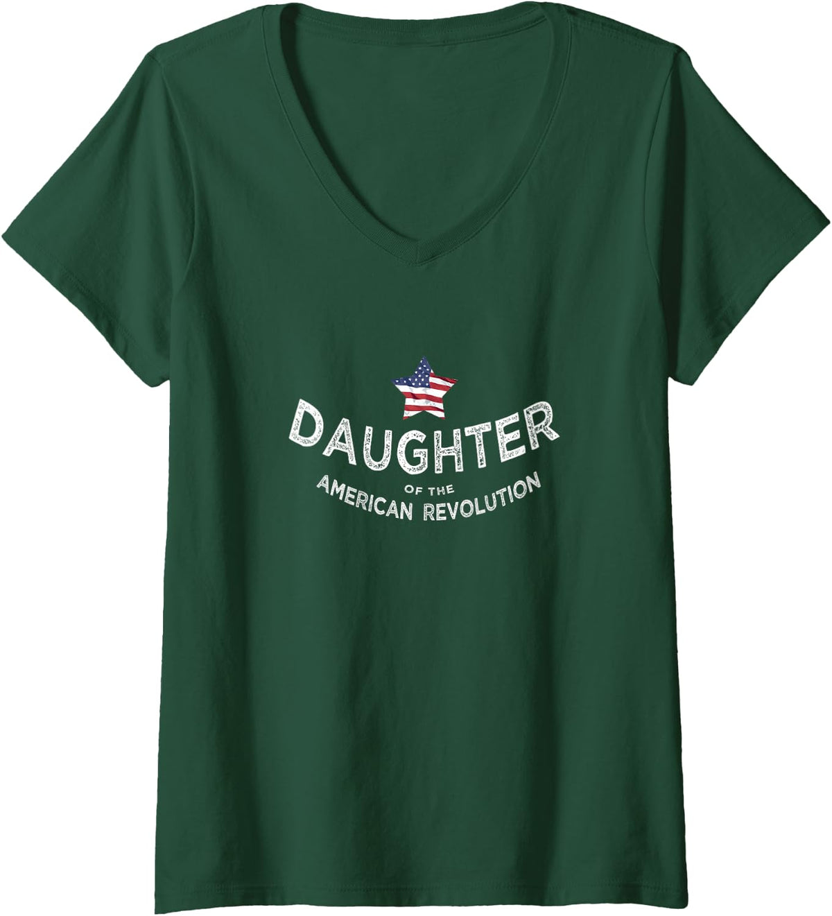 Women's Daughter American Revolution USA star patriotic mom sis gran V-Neck T-Shirt - Dark Green