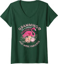 Womens Gramingo Like A Normal Grandma Funny Grandmother's V-Neck T-Shirt - Dark Green
