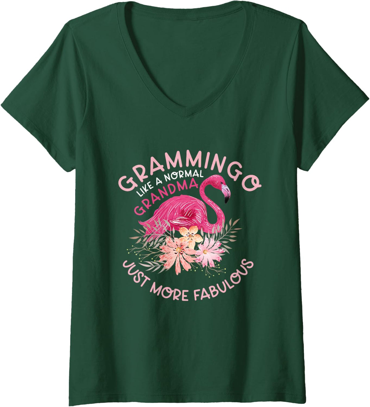 Womens Gramingo Like A Normal Grandma Funny Grandmother's V-Neck T-Shirt - Dark Green