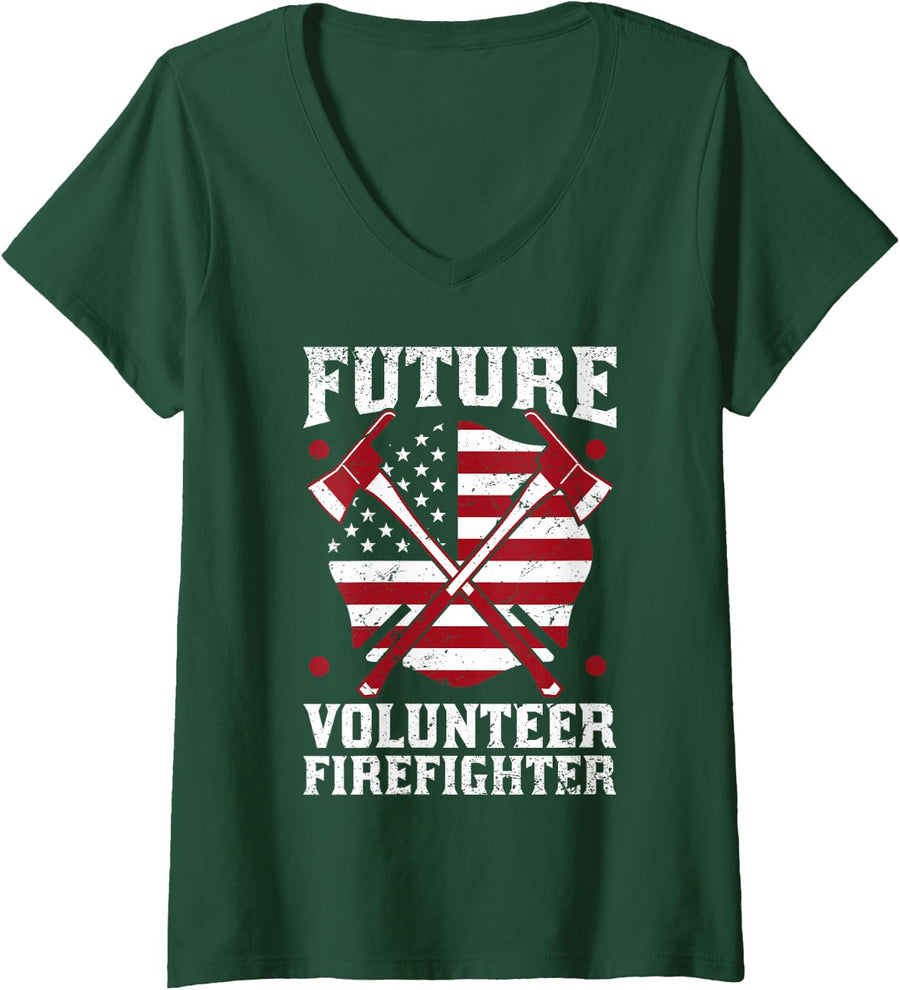 Women's Future Volunteer Firefighter V-Neck T-Shirt - Dark Green
