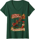 Women's Doberman Pinscher Dog Dobie Vintage Christmas V-Neck T-Shirt - Dark Green