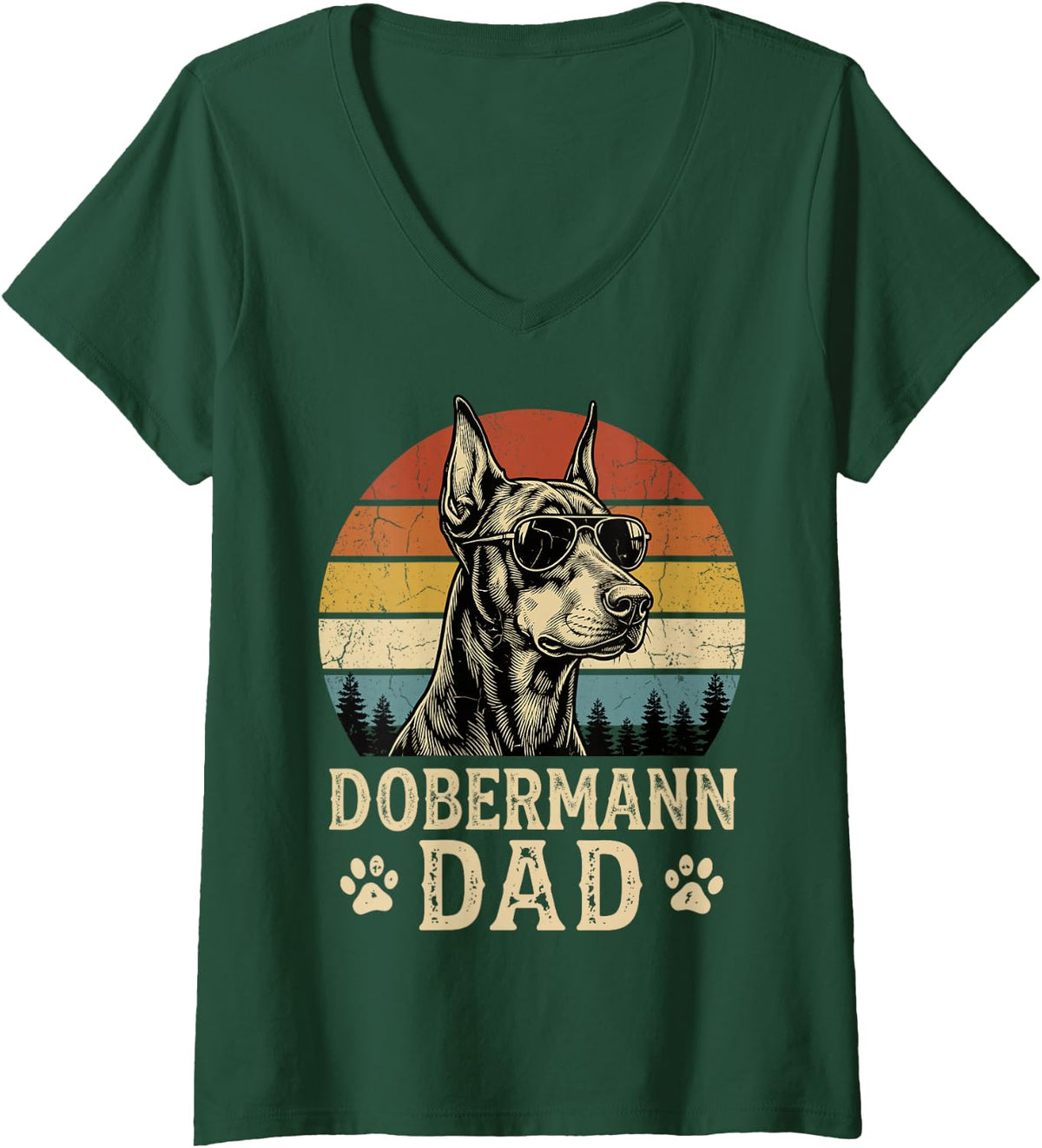 Women's Doberman Dad V-Neck T-Shirt - Dark Green