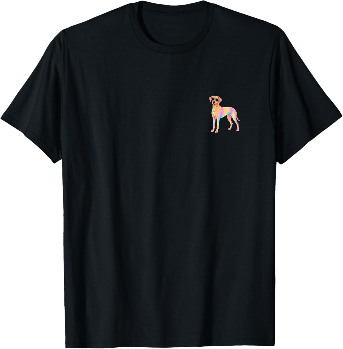 Rhodesian Ridgeback Womens Cute Watercolor Badge Patch T-Shirt - Black