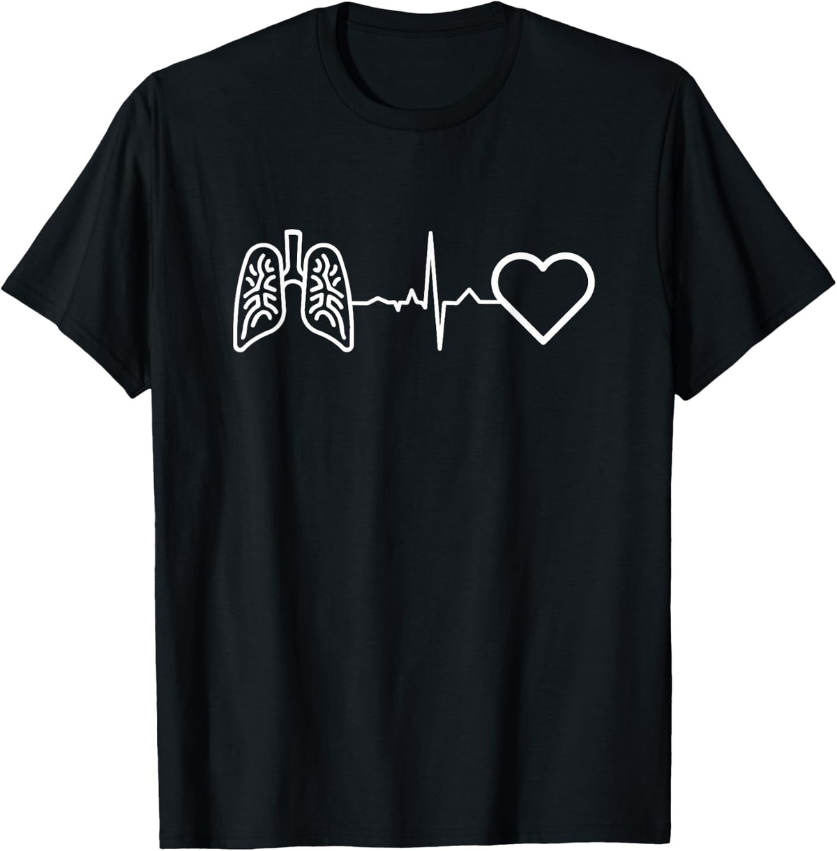 Breathing Therapy Heartbeat Tee - Respiratory Therapist T-Shirt Gift for RT - Black