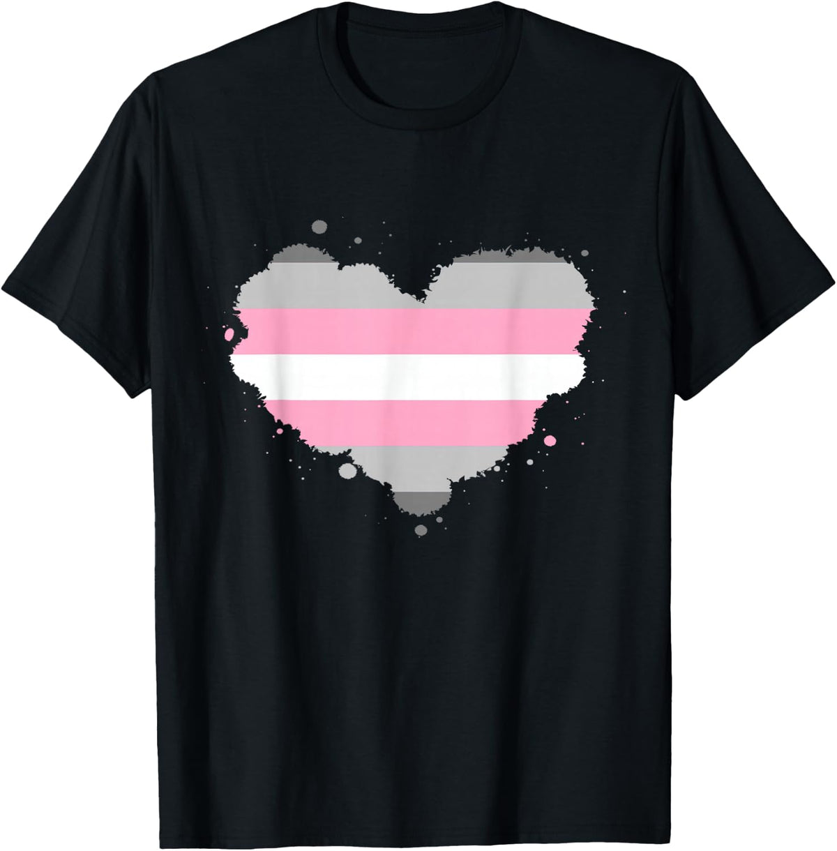 Demigirl Heart Flag T-Shirt - Black
