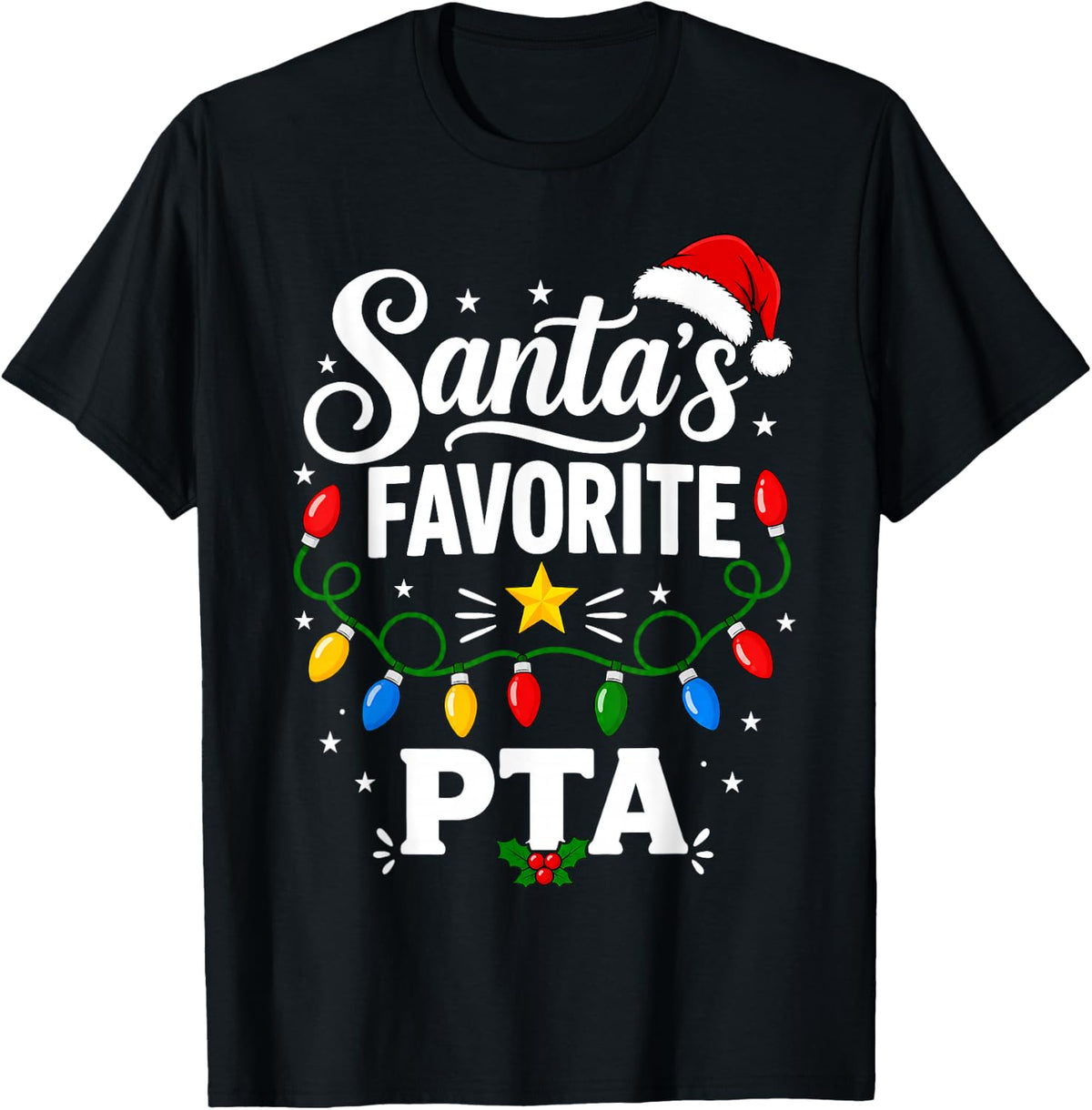 Santa Favorite PTA Physical Therapist Assistant Christmas T-Shirt - Black