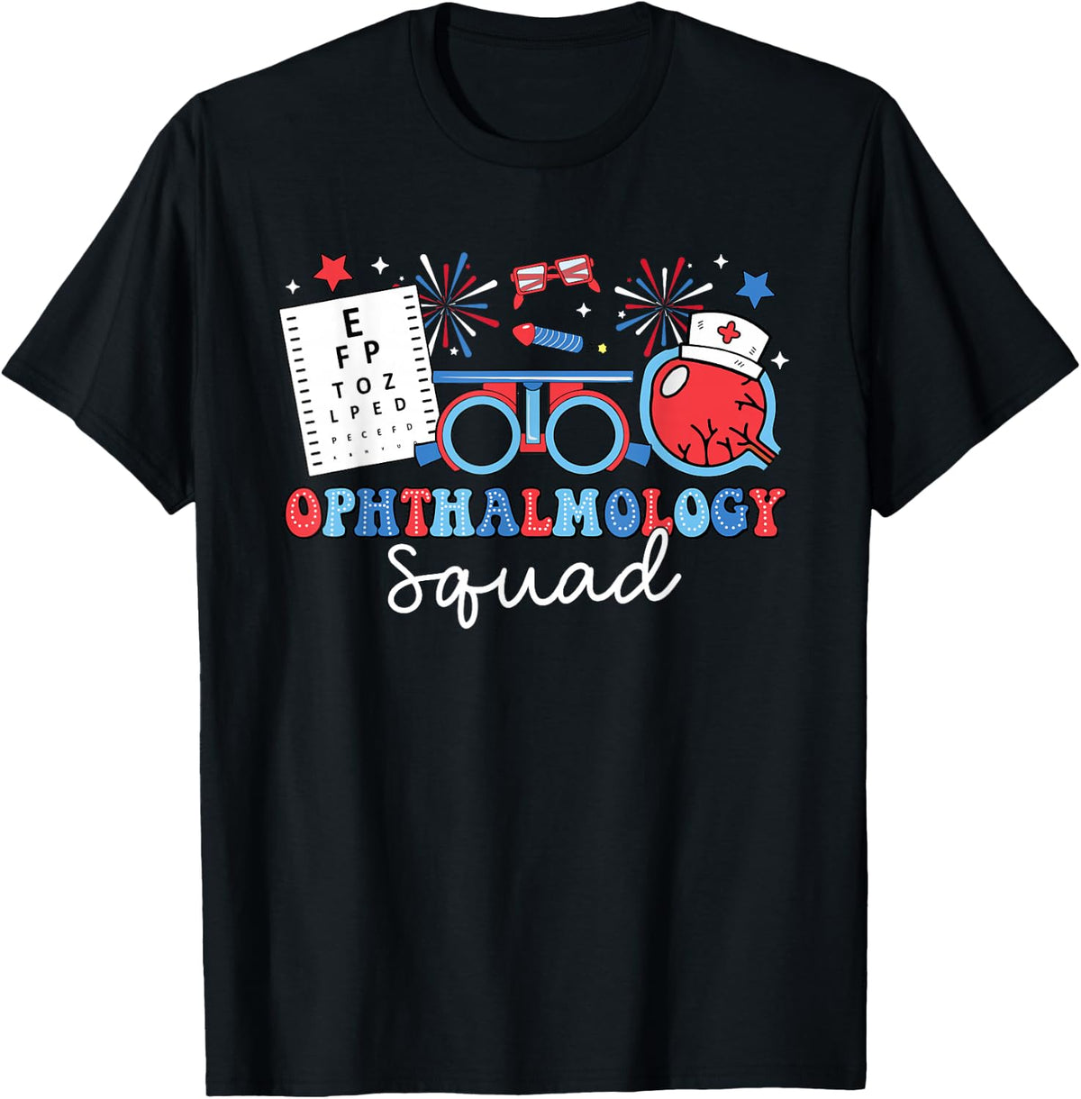 Groovy Ophthalmology Squad USA Flag Optician 4th Of July T-Shirt - Black