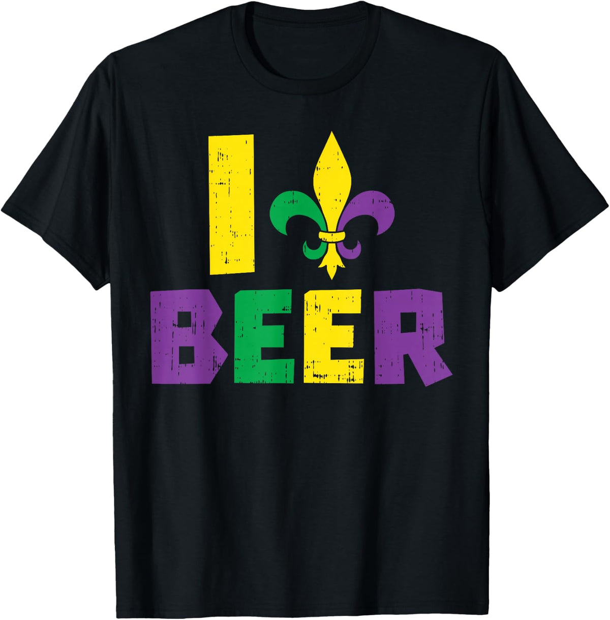 I Love Beer Jester Hat Drinking Team Fun Mardi Gras Carnival T-Shirt - Black