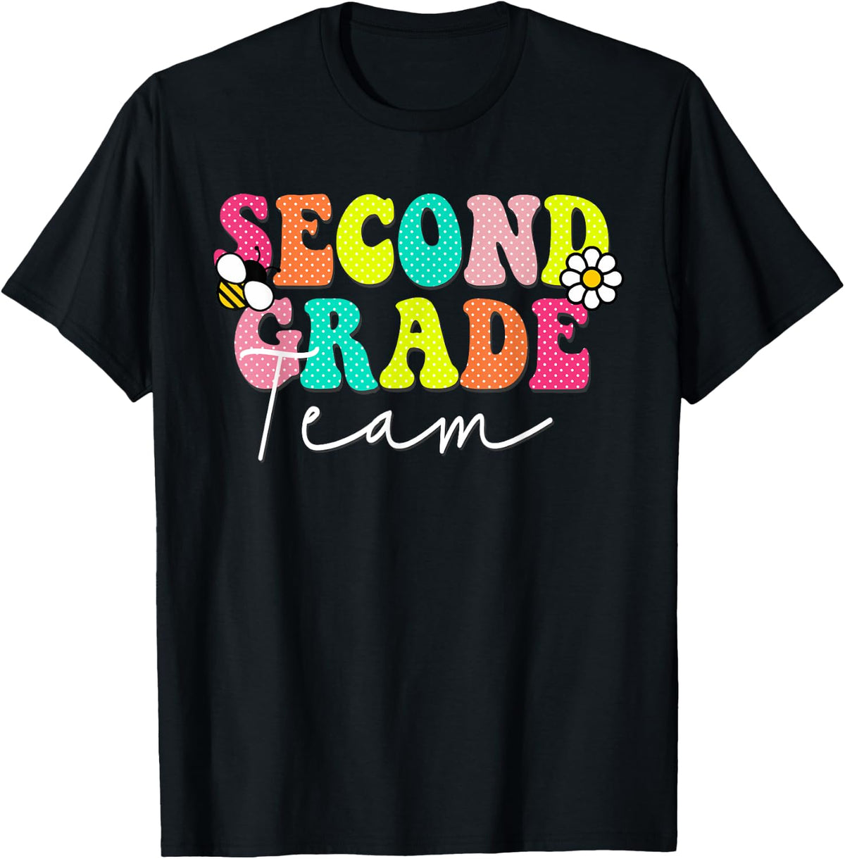 Second Grade Dream Team Teacher T-Shirt - Black