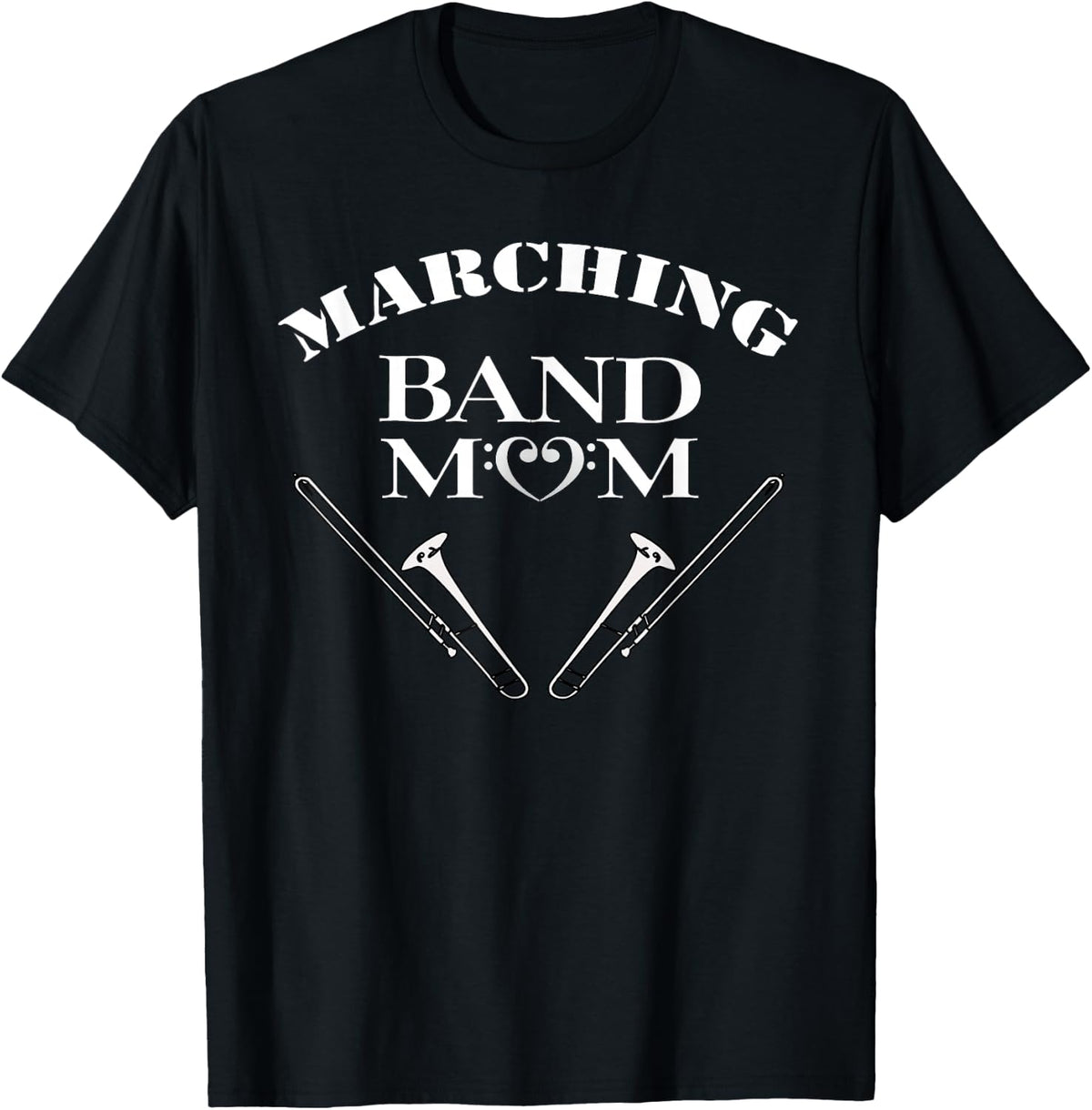 Marching Band Tee: Band Mom Trombone Shirt T-Shirt - Black