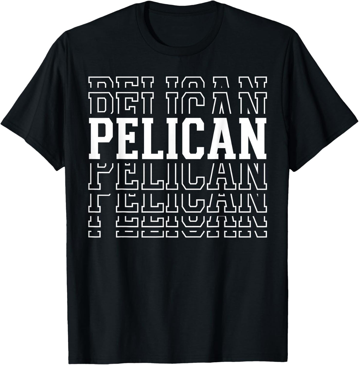 Pelican Layered Text Costume Animal Lover T-Shirt - Black