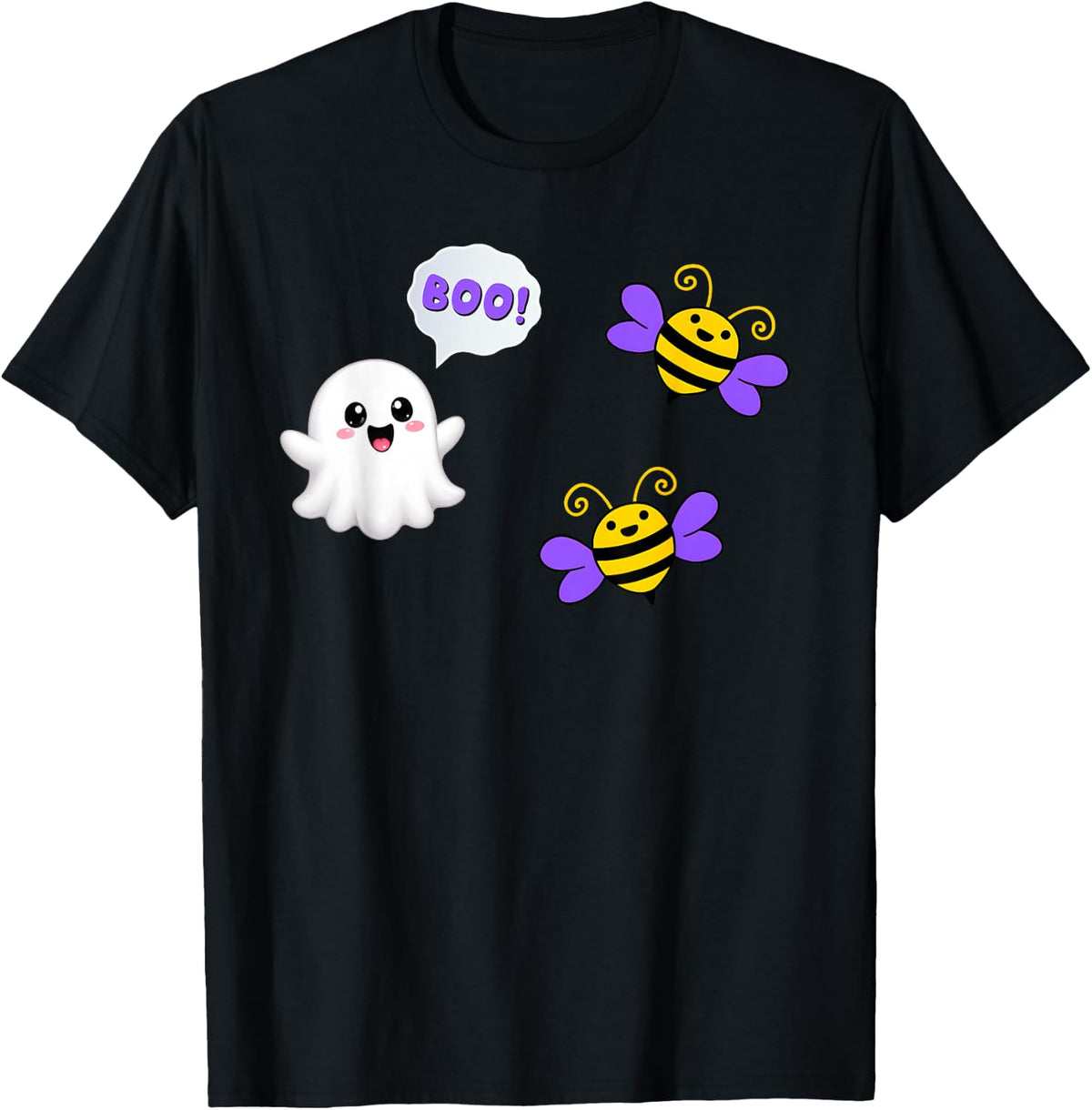 Funny Boo Bees Ghost with Bees Halloween Costume Lovers T-Shirt - Black